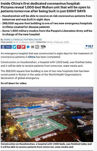 外媒怎么看火神山医院10天交付？海外网友评论：在美国可能要建10年吧