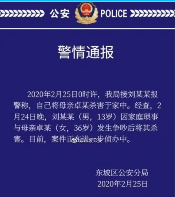 13岁少年因琐事将母亲杀害，少年冷漠暴力的背后是对生命的漠视