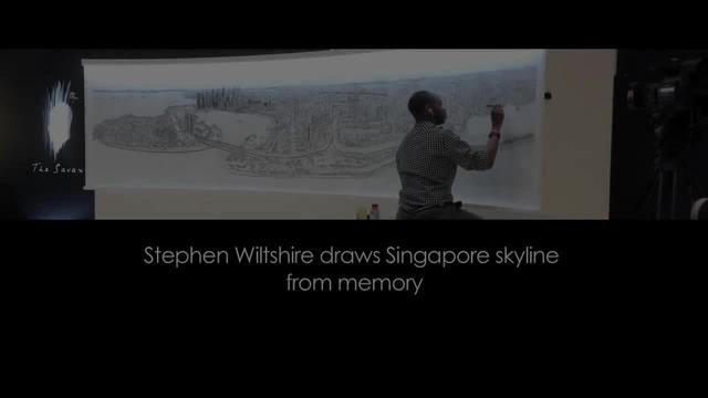 黑人小哥从记忆中勾勒出新加坡的天际线，真是太厉害了