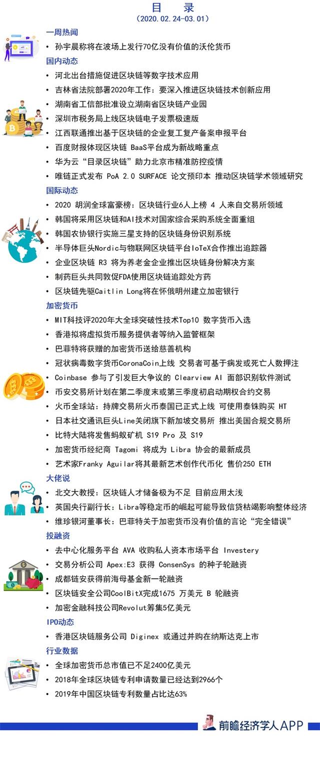 前瞻区块链产业全球周报第29期：孙宇晨称将为巴菲特发行70亿无价值沃伦币