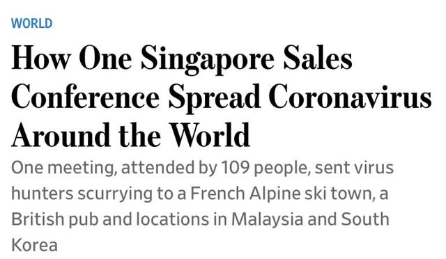 新加坡一场109人的国际会议带来6国传播，感染者跨越亚欧大陆