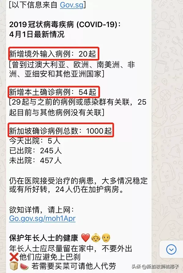 新加坡新增死亡1例！确诊破1000，公车司机确诊！