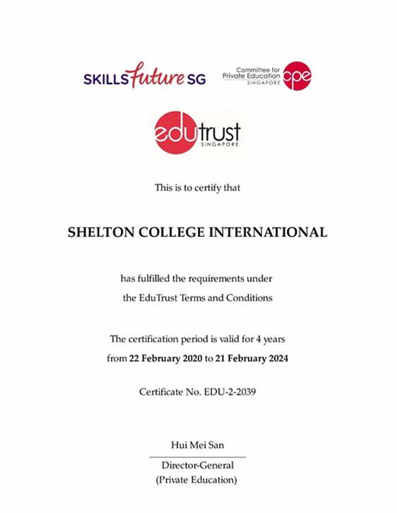 恭喜莎顿国际学院连续三次获得新加坡教育部门4年Edutrust认证！