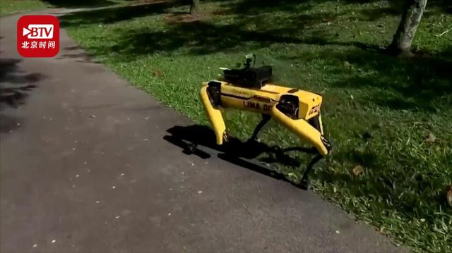 新加坡机器狗公园巡逻 提醒游客保持安全距离