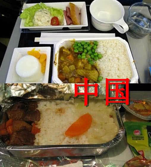 中国飞机餐红烧猪，美国飞机餐奶酪，看到印度后：还是饿肚子吧