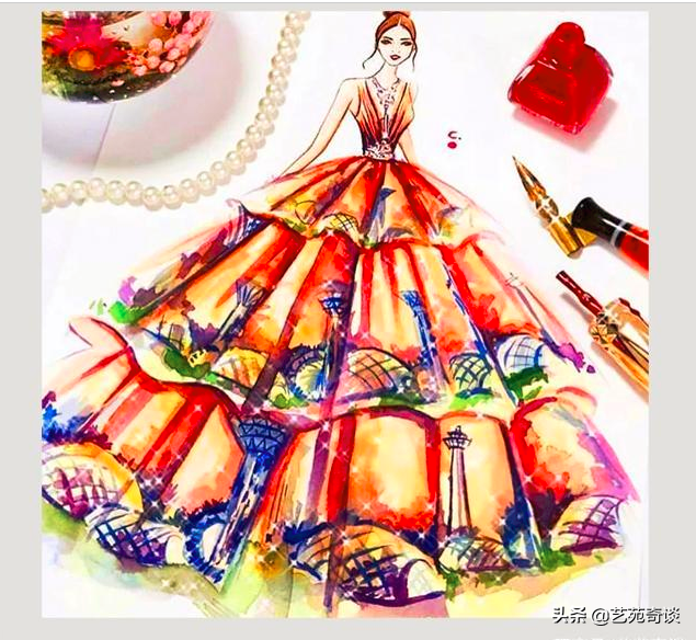 指甲油也能画画？看女画家用指甲油画出漂亮的裙子！第5幅最美