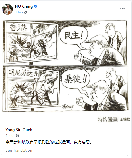 李显龙夫人又发了张漫画