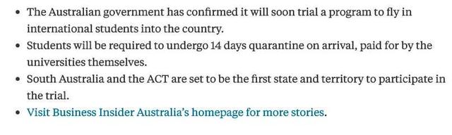 率先接留学生回澳！隔离费用或由大学全包！这两个州太“刚”