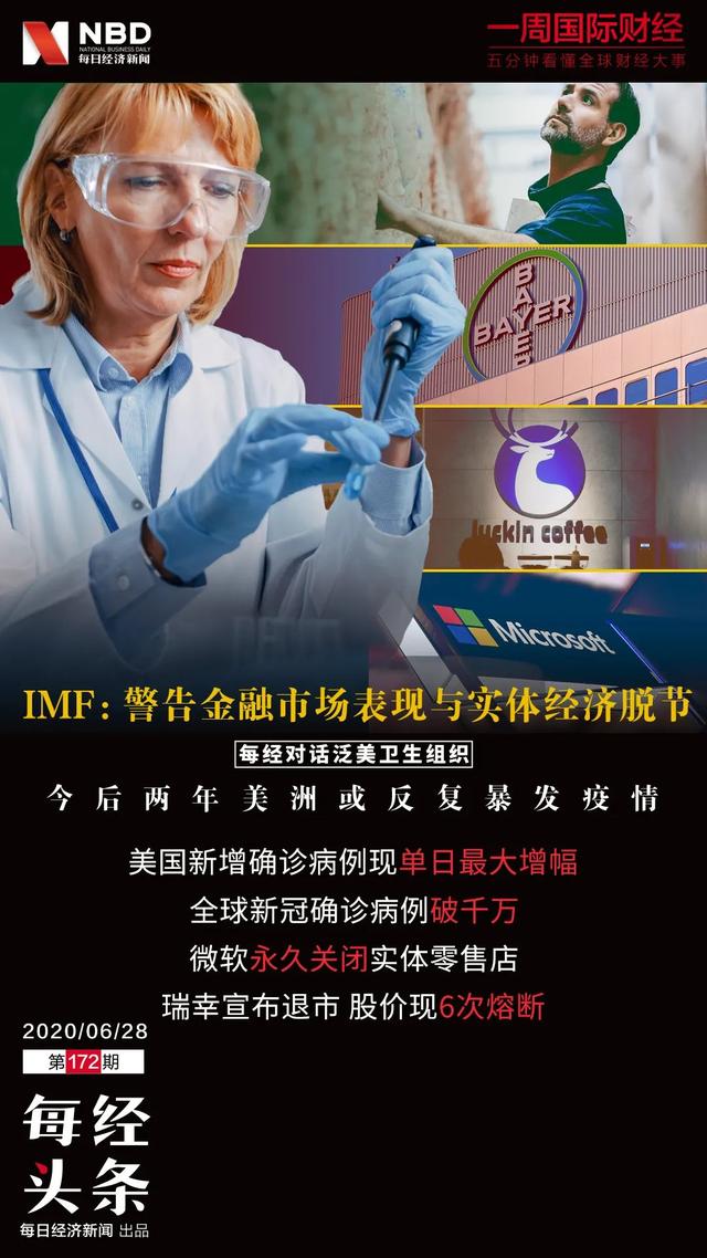 全球新冠确诊数破千万；IMF警告金融市场表现与实体经济脱节；微软永久关闭实体零售店；瑞幸宣布退市股价现6次熔断｜一周国际财经