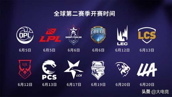全球夏季赛开赛时间：LPL赛区6月5日开赛最早，6月17日LCK开战