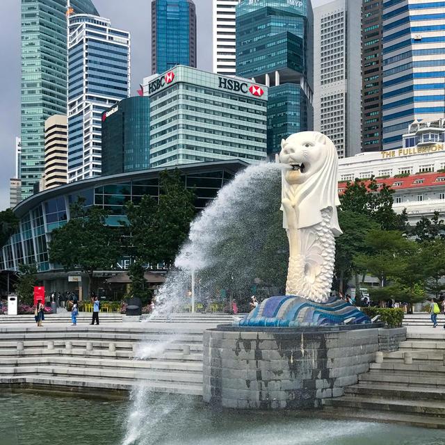 著名的鱼尾狮像就坐落于新加坡河河畔，这个矗立于浪尖的狮头鱼身像是新加坡的标志和象征。它的后面还建有一座小鱼尾狮像与之相伴，它会与大鱼尾狮呼应，从口中喷射水柱。据当地人介绍，新加坡一共有4座鱼尾狮，公园...