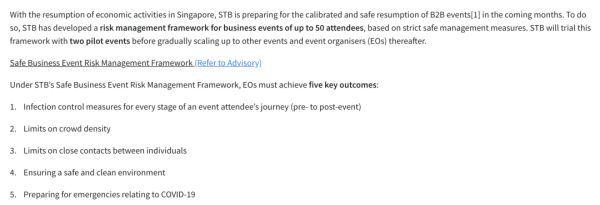 新加坡旅游局：50人线下会议自下月起将被允许