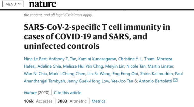 太迷了…Nature最新研究：未感染人群体内也能检出新冠病毒特异性免疫T细胞