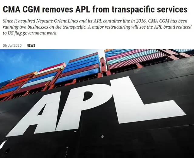 重磅！达飞精简运输网络，APL彻底退出跨太平洋航线服务美国政府
