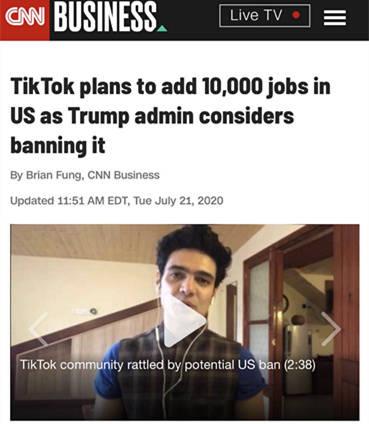 TikTok计划未来三年在美国增加10000工作岗位