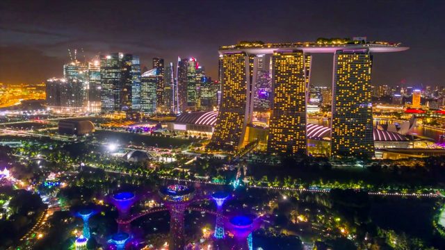 美丽的新加坡城市延时摄影