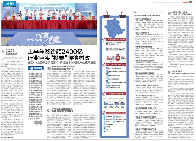 上半年签约额2400亿！行业巨头与优质项目为何“投票”顺德？