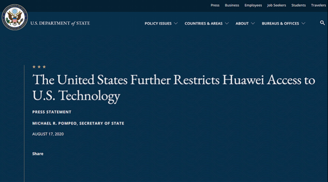 美国商务部收紧华为使用美技术限制，又有38家华为子公司被拉黑