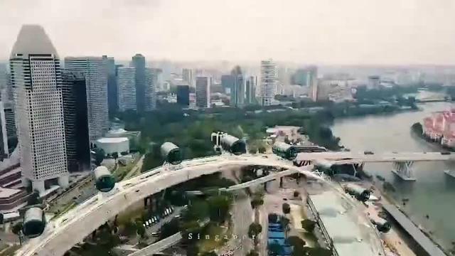航拍新加坡，世界级城建水准，很棒的一座城