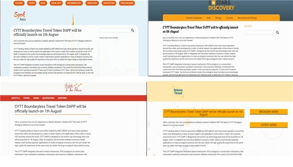 CYTT畅游联盟 DAPP全球同步上线 引发全球媒体关注