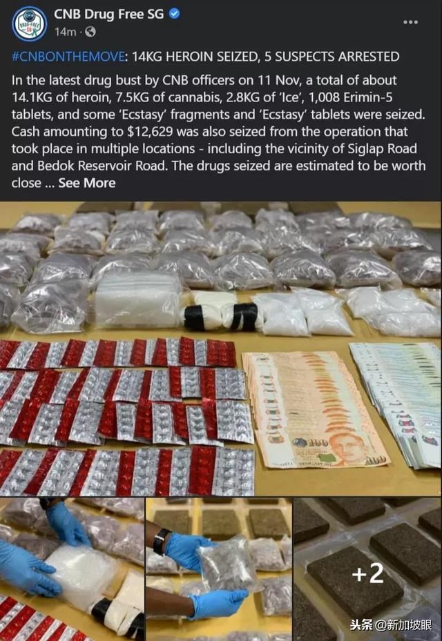 8公斤海洛因、2公斤冰毒：新加坡破获19年规模最大的毒品案