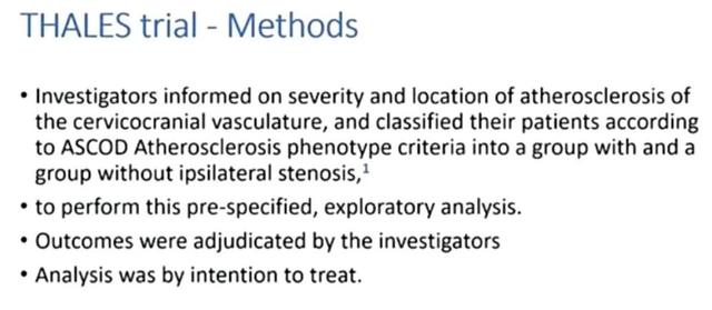 THALES最新结果：卒中/TIA患者，伴或不伴动脉狭窄，双抗都能获益吗？｜安贞心语AHA2020