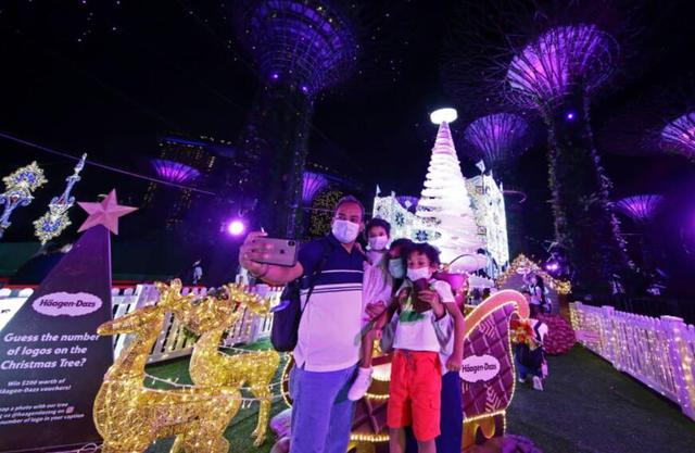 新加坡滨海湾花园圣诞仙境美翻了，连“财神爷”都来站台