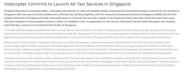 “会飞的出租车”官宣2023年在新加坡上线 15分钟“车程”售价300欧元