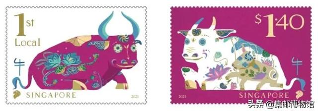 新加坡1月8日发行了牛年邮票