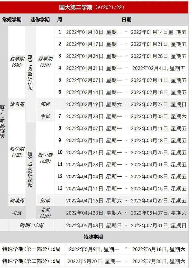 新加坡国立大学特殊学期安排出炉，记得好好规划自己的课程安排