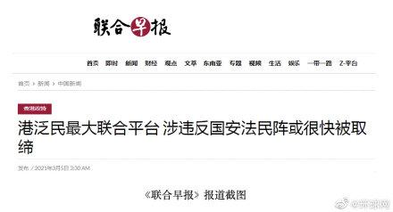 新加坡媒体：反对派组织“民阵”正被港府调查是否曾获美国资助，若属实将被取缔