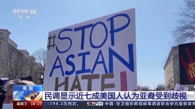 民调显示近七成美国人认为亚裔受到歧视