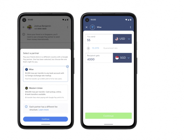 Google Pay的美国用户现在可以向印度和新加坡的用户汇款