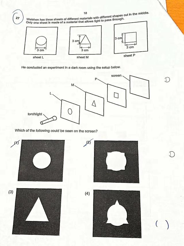 新加坡小学科学题