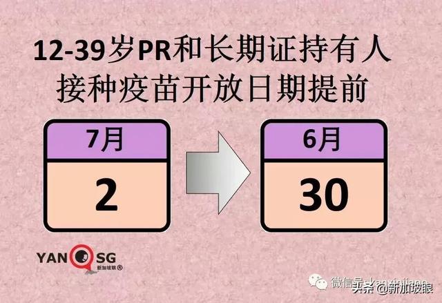 今增10 | 新加坡12岁至39岁外籍居民提前明天起打疫苗