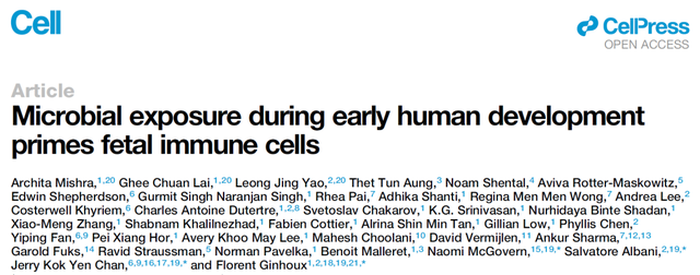 Cell重磅发现：人类胎儿全身组织中都含有活细菌，这些细菌激发了胎儿的免疫发育