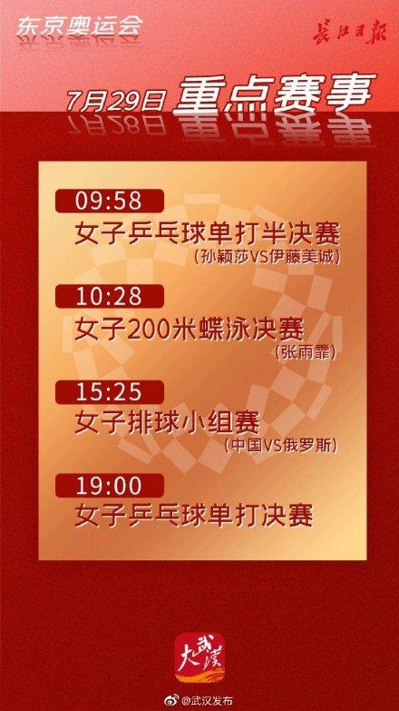 东京奥运会29日看点：国乒女单夹击伊藤美诚，张雨霏全力冲金