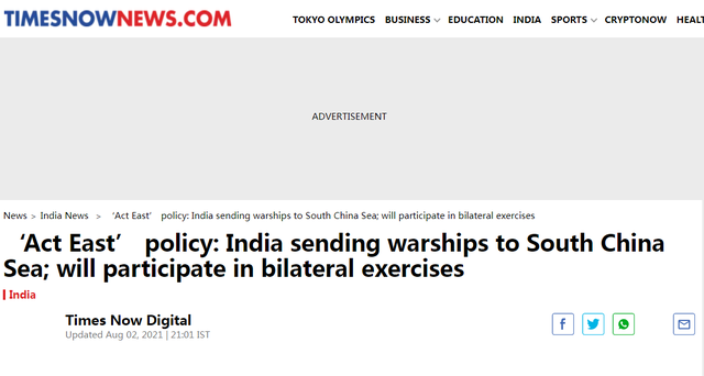 挑衅！“印度对中国发出严厉信息”，印媒炒作印度将向南海派遣军舰