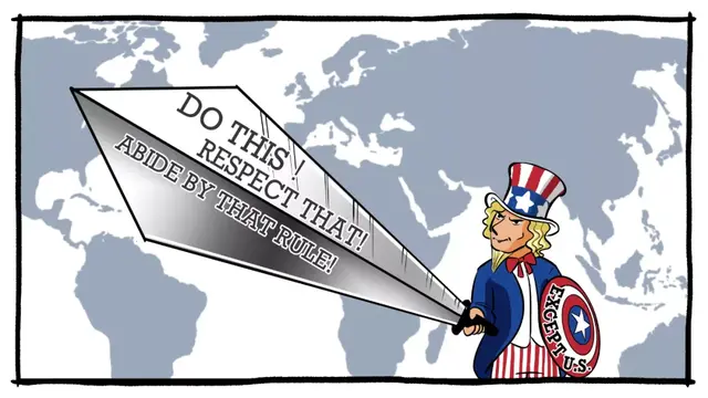 评论漫画丨国际规则——美国霸凌的利器