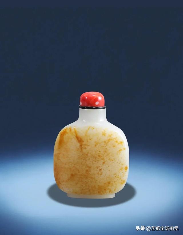 「精选拍品」清和田白玉籽料带皮鼻烟壶