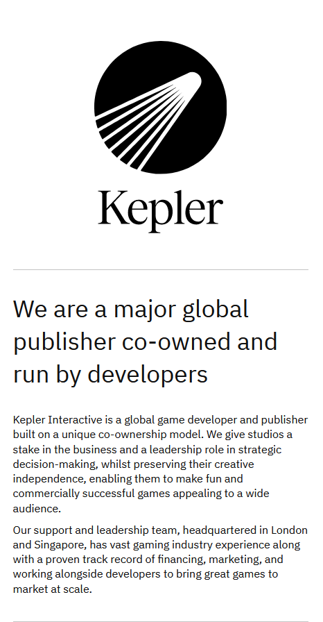 全新游戏发行商Kepler互动 获网易1.2亿美金投资