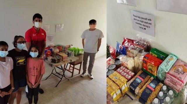 新加坡海军部居民摆放干粮必需品，邻居免费自取