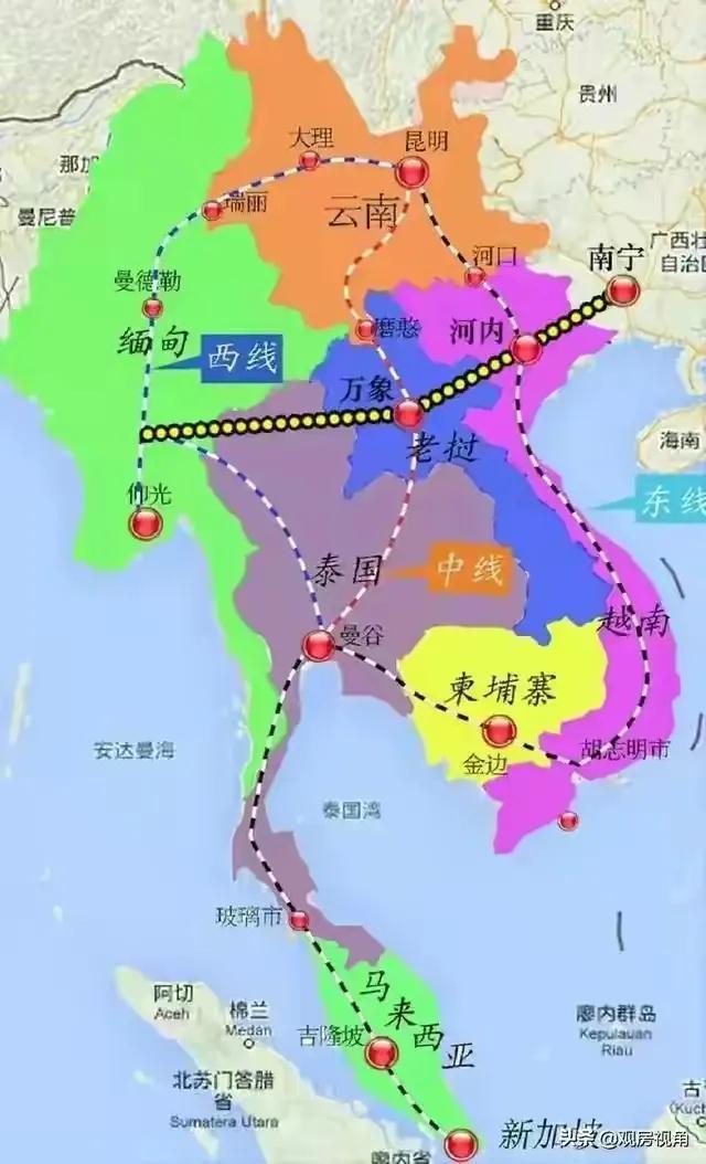 北京、上海经昆明分别到老挝、泰国、柬埔寨的泛亚铁路正变为现实