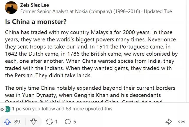 反华话题：中国是个怪物吗？马来西亚网民写了7000字鼓励中国