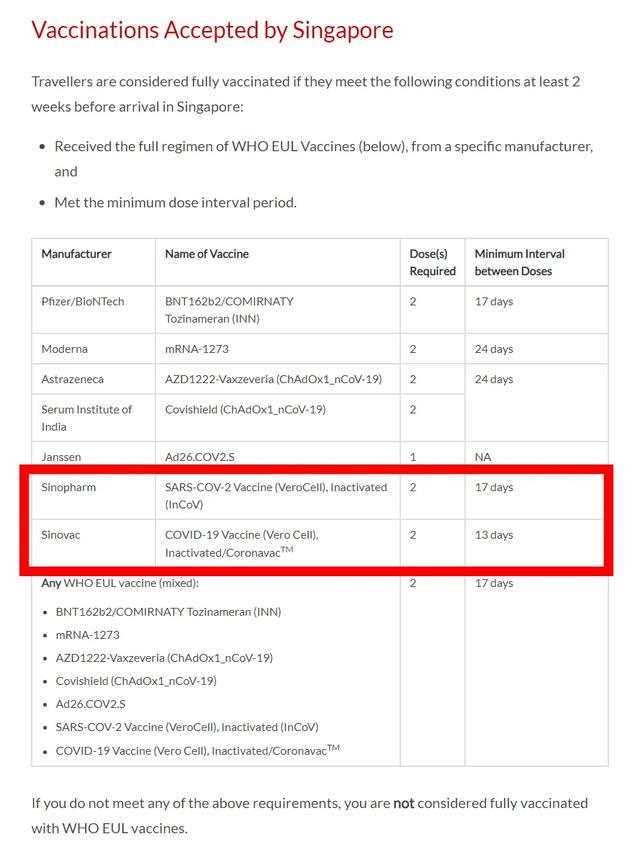赴新加坡入境疫苗接种要求发布！并于2021年11月1日开始实施