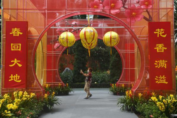 新加坡滨海湾花园花穹迎接农历新年