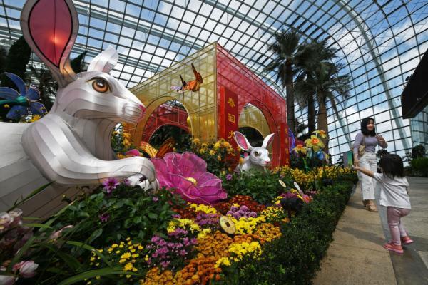 新加坡滨海湾花园花穹迎接农历新年