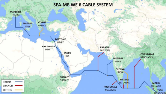 连接法国和新加坡的SEA-ME-WE 6海底电缆今天开工建设
