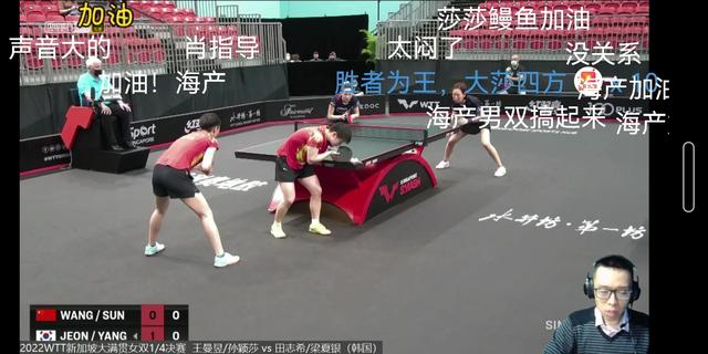 W丅丅新加坡大满贯女双1/4决赛孙颖莎/王曼昱组合胜出
