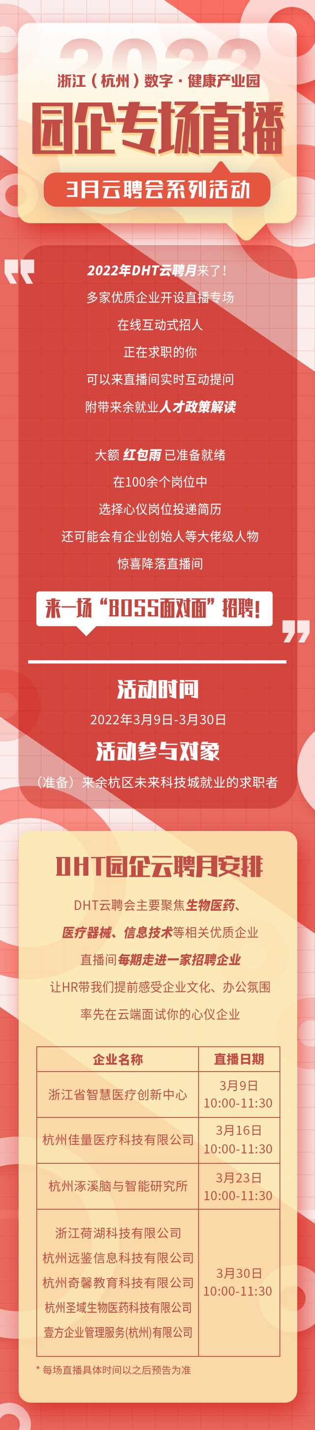 资讯｜数字健康产业园3月云聘会开启 | 感恩巷道路通车 | 余你乡约小程序上线